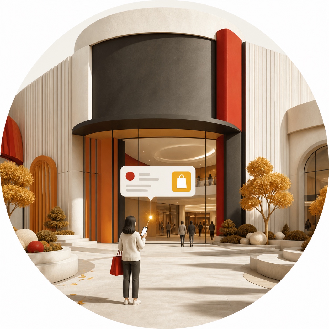 A visitor receives a relevant mall welcome on arrival
