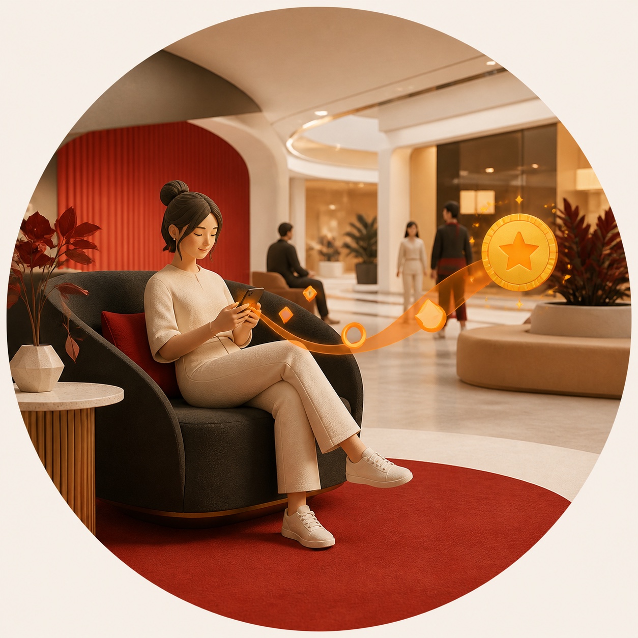 A visitor earns a reward through in-mall engagement