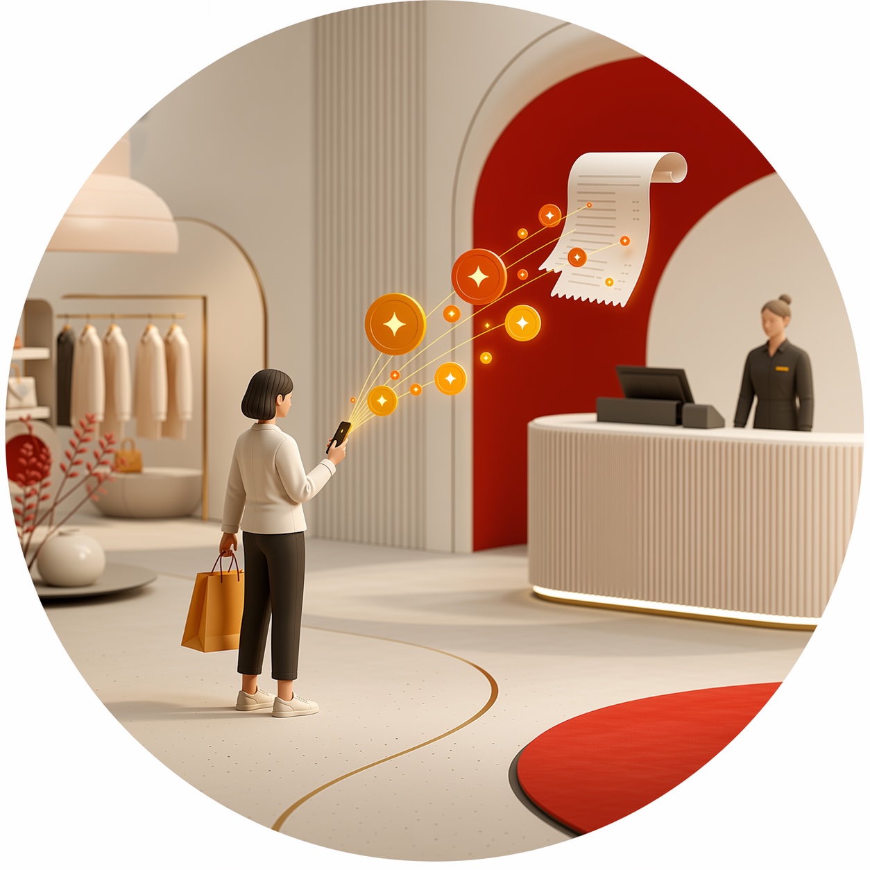 A visitor receives loyalty points after a purchase